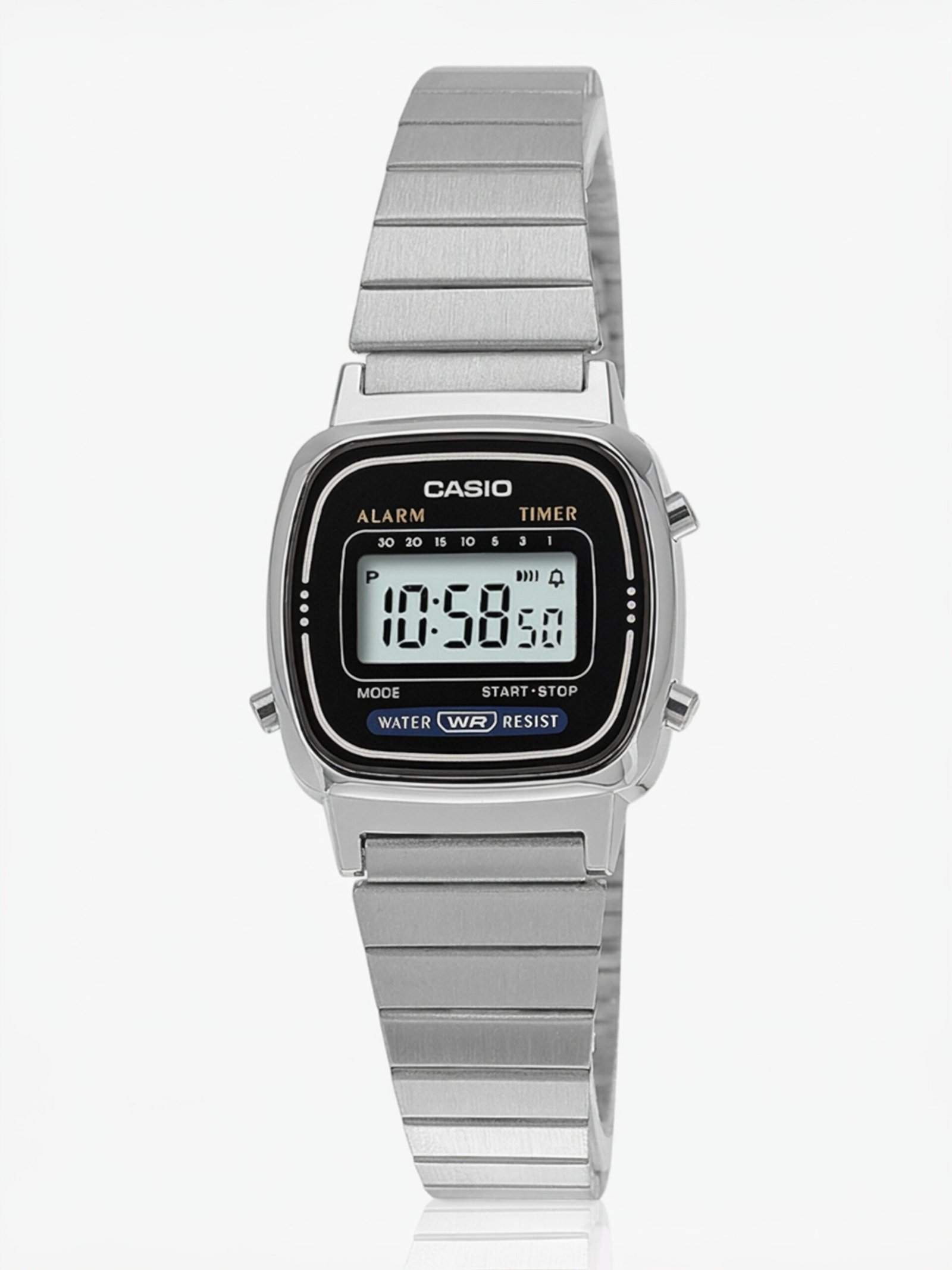 CASIO Vintage Black Dial Silver Stainless Steel Band Digital Watch - For Men & Women D089 (LA670WA-1DF)