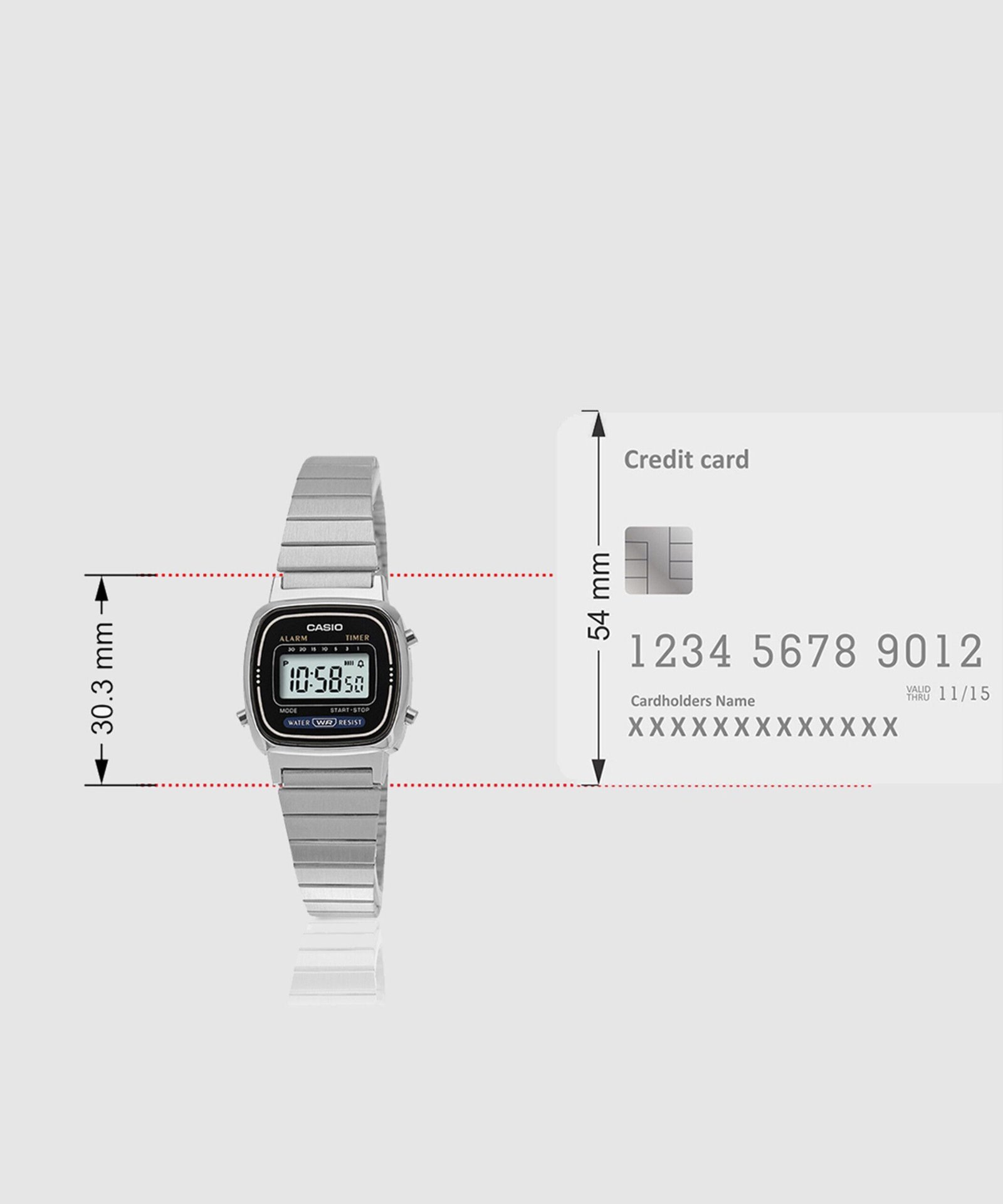 CASIO Vintage Black Dial Silver Stainless Steel Band Digital Watch - For Men & Women D089 (LA670WA-1DF) - Image 8