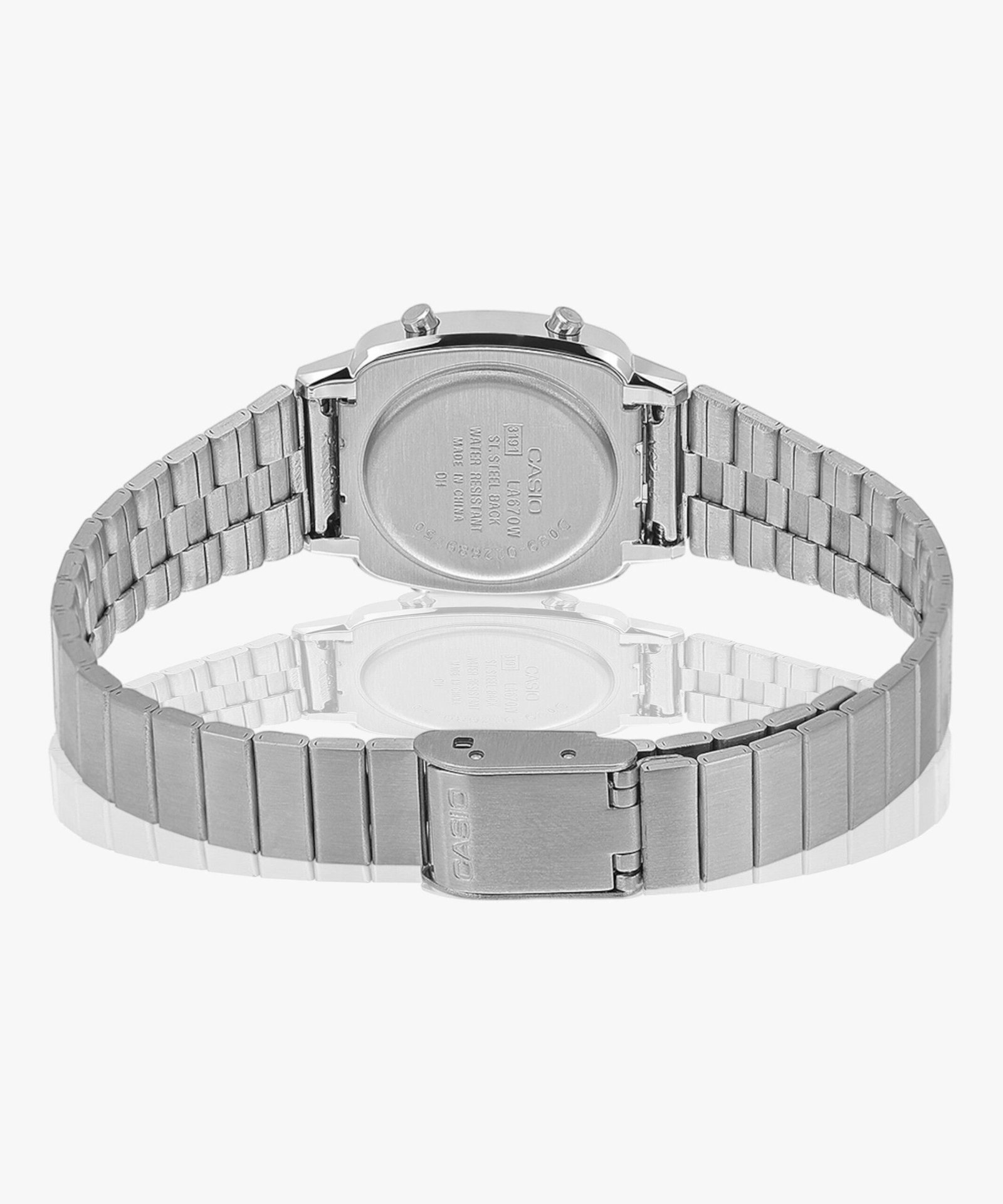CASIO Vintage Black Dial Silver Stainless Steel Band Digital Watch - For Men & Women D089 (LA670WA-1DF) - Image 4