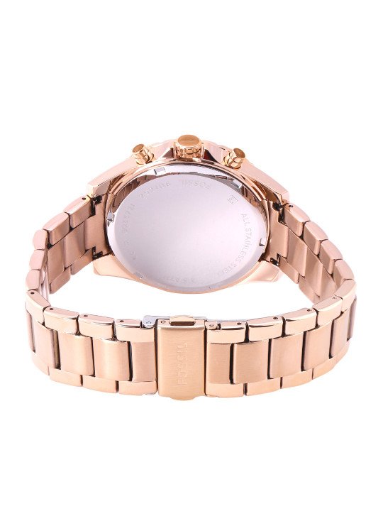 Fossil Women Rose Gold-Toned Embellished Analogue Watch BQ3377 - Image 4