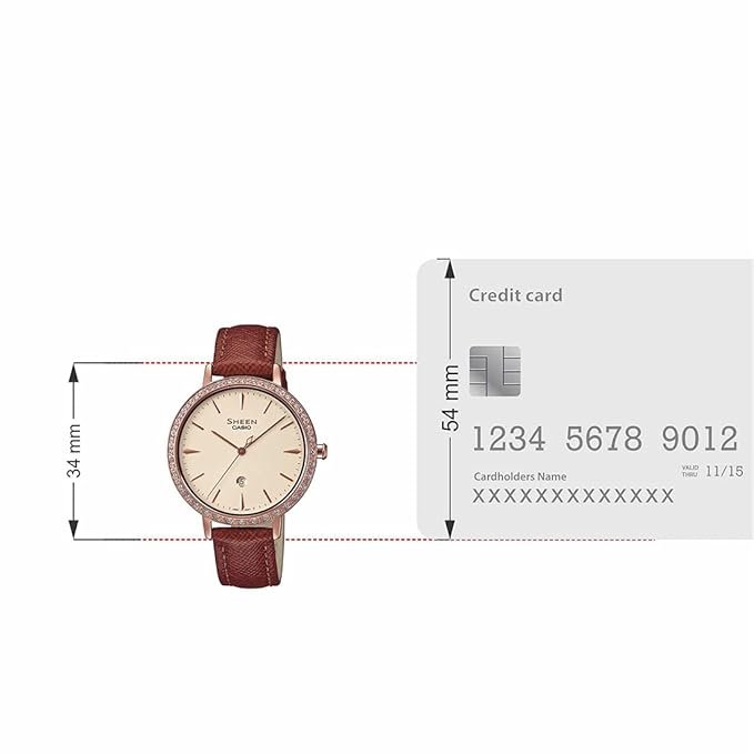 Casio Women Leather Sheen Analog Rose Gold Dial Watch-Sh229, Band Color-Brown - Image 7