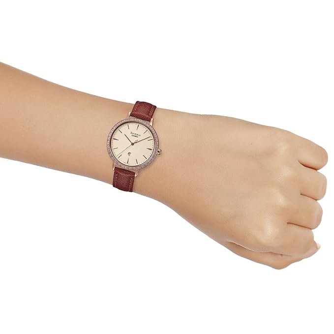 Casio Women Leather Sheen Analog Rose Gold Dial Watch-Sh229, Band Color-Brown - Image 6