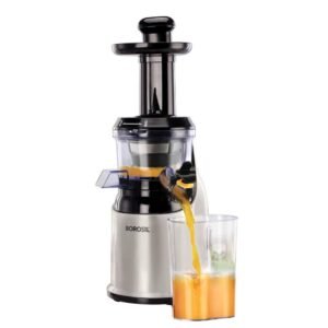 Borosil Health Pro 200W Cold Press Slow Juicer | 600ml Pulp Collector with 600ml Juice Container with Feeder Tube Tray | Portable Juicer for Maximum Juice Extraction | Low Noise | Overheat Protection