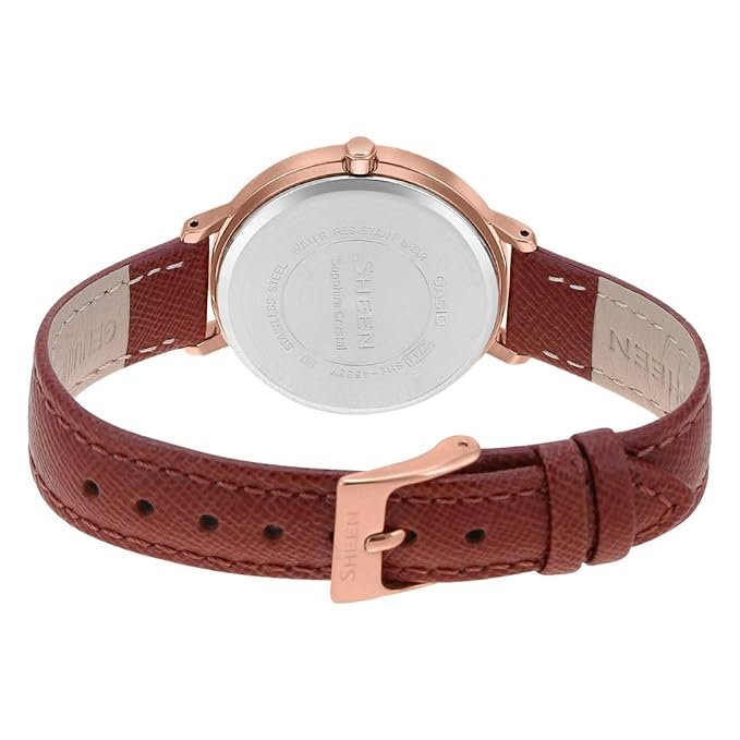 Casio Women Leather Sheen Analog Rose Gold Dial Watch-Sh229, Band Color-Brown - Image 4