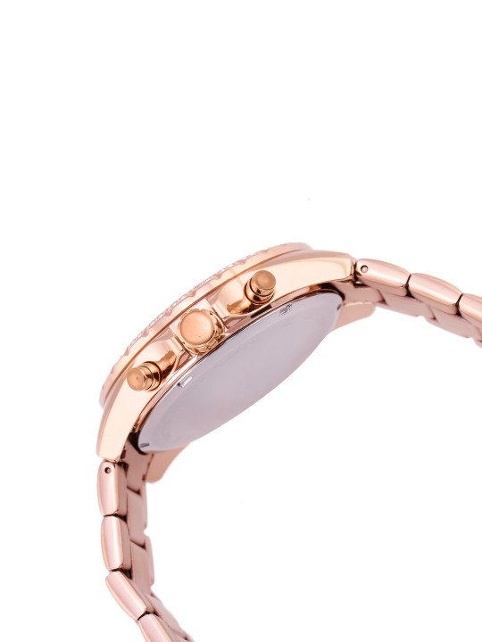 Fossil Women Rose Gold-Toned Embellished Analogue Watch BQ3377 - Image 3