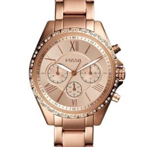 Fossil Women Rose Gold-Toned Embellished Analogue Watch BQ3377