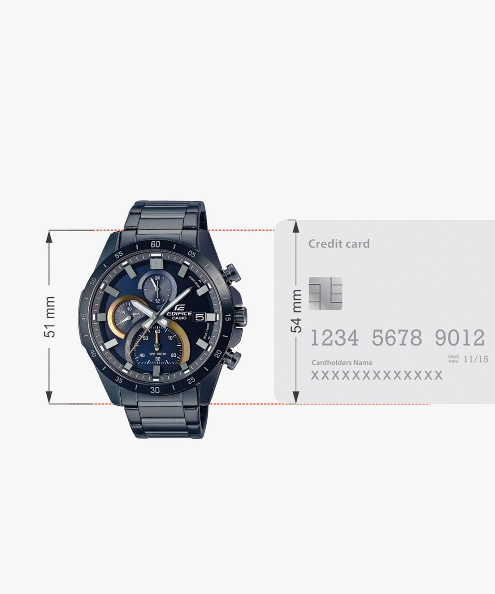 CASIO EFR-571DC-2AVUDF Edifice Blue Dial Black Stainless Steel Band Analog Watch - For Men - Image 8
