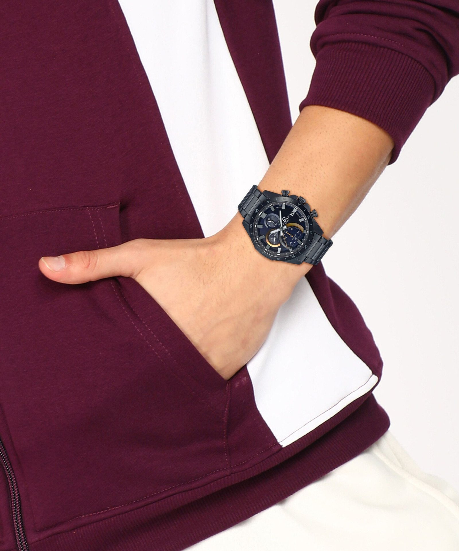 CASIO EFR-571DC-2AVUDF Edifice Blue Dial Black Stainless Steel Band Analog Watch - For Men - Image 3