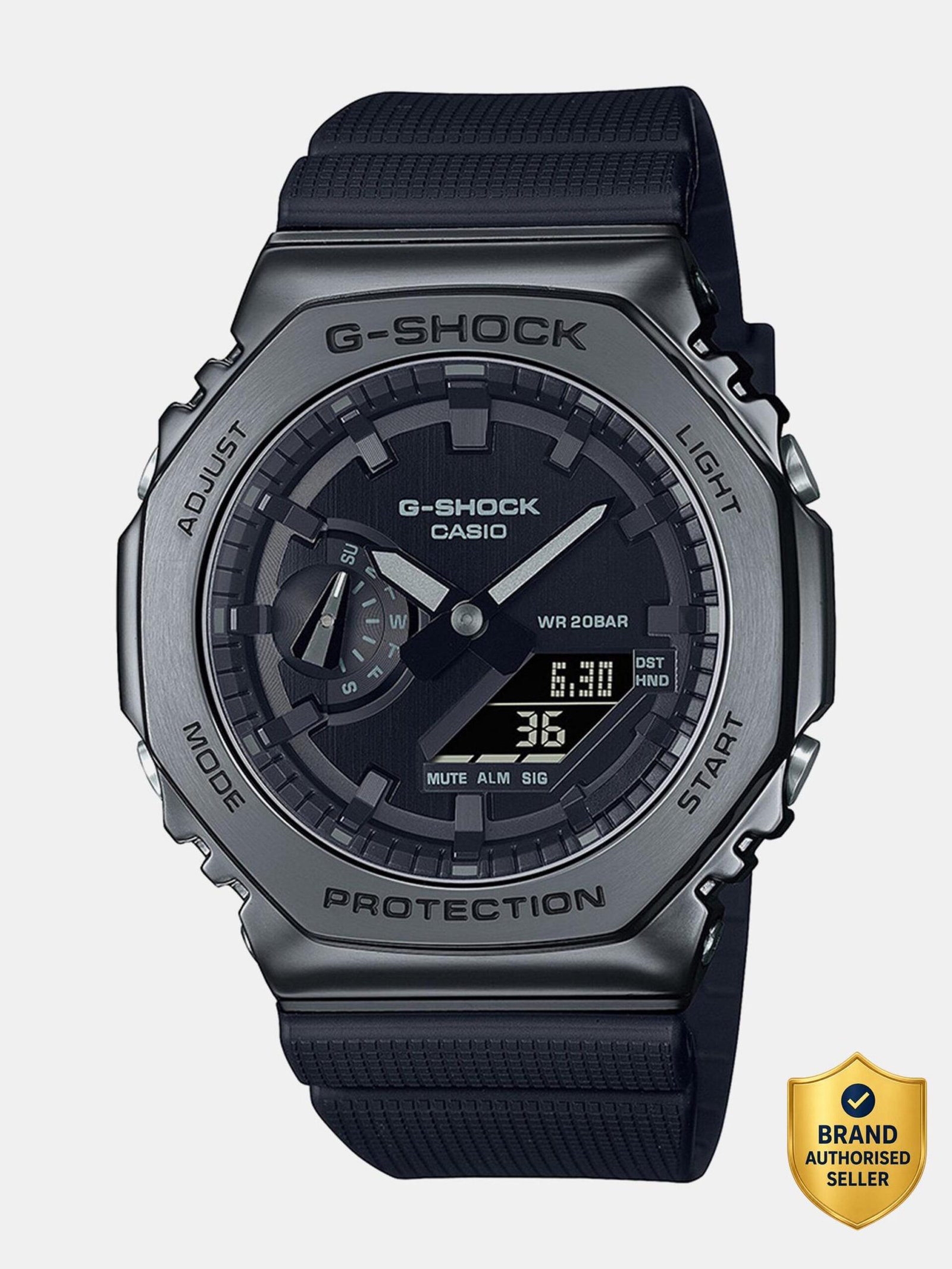 CASIO G-SHOCK Black Ip Dial Resin Strap Analog-Digital Watch - For Men G1371 (GM-2100BB-1ADR)
