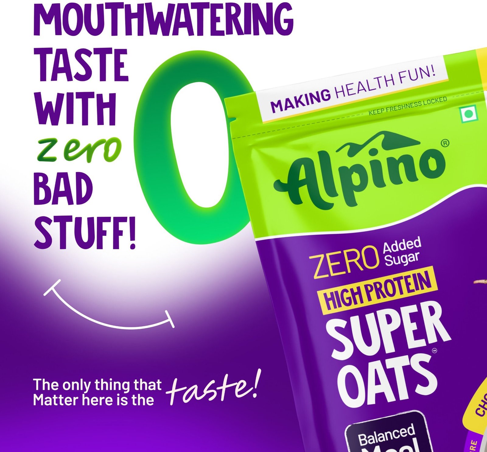 ALPINO High Protein Super Oats Chocolate 25% Protein Rolled Oats, No Added Sugar Pouch (1 kg) - Image 6