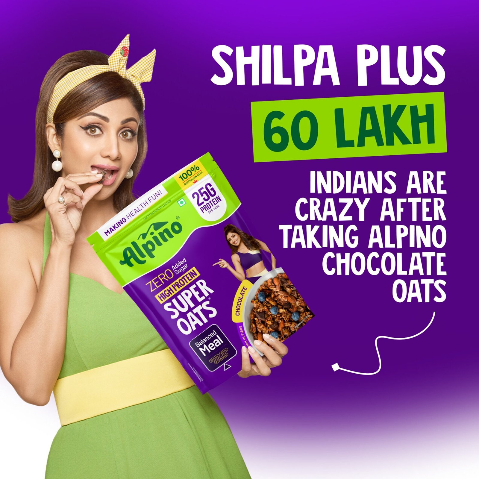 ALPINO High Protein Super Oats Chocolate 25% Protein Rolled Oats, No Added Sugar Pouch (1 kg) - Image 12