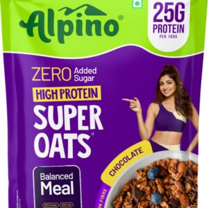 ALPINO High Protein Super Oats Chocolate 25% Protein Rolled Oats, No Added Sugar Pouch (1 kg)