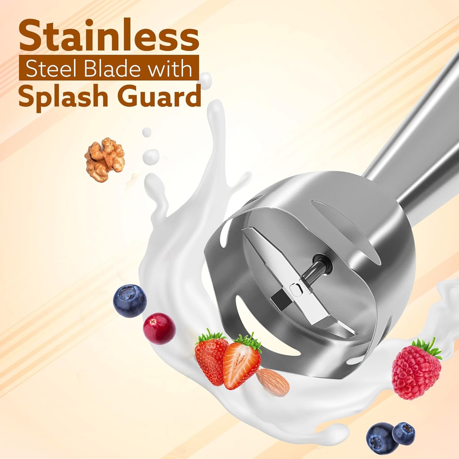 AGARO Regency Hand Blender, 600W, Variable Speed Modes & Speed Regulator, Stainless Steel Body & Blades, For Mixing, Blending. - Image 4