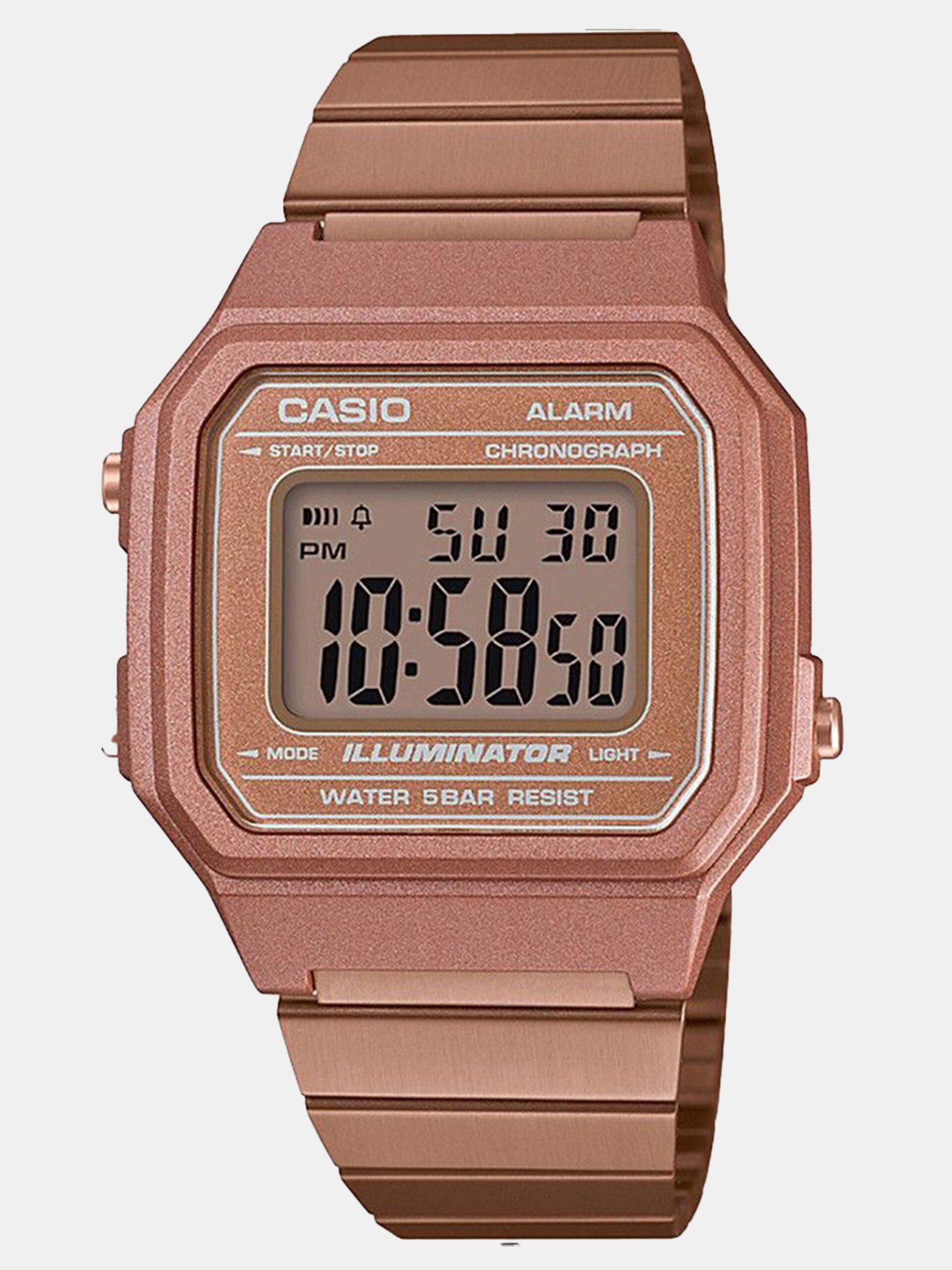 CASIO Vintage Rose Gold Dial Rose Gold Stainless Steel Band Digital Watch - For Men & Women D200 (B650WC-5ADF) - Image 3