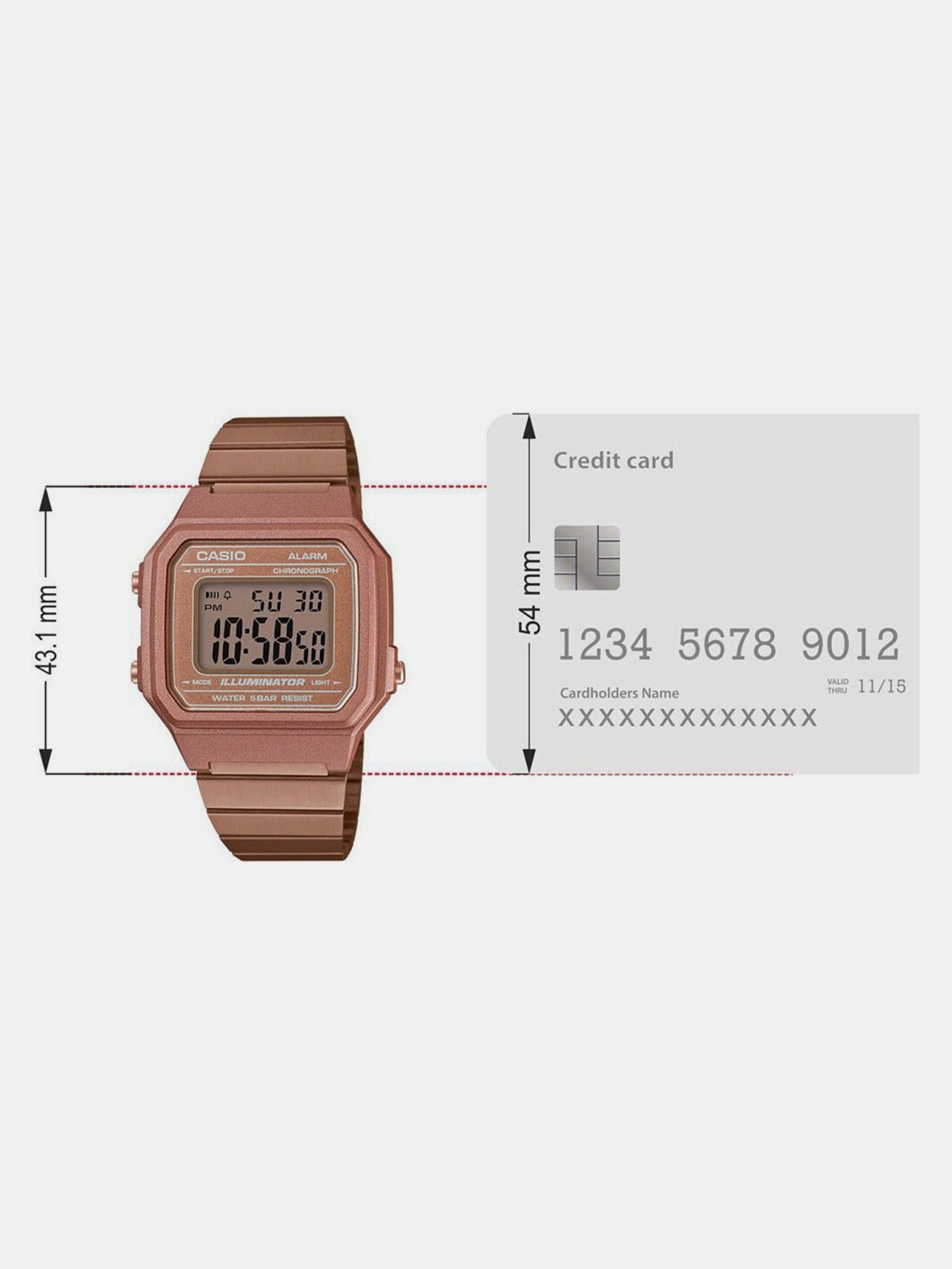 CASIO Vintage Rose Gold Dial Rose Gold Stainless Steel Band Digital Watch - For Men & Women D200 (B650WC-5ADF) - Image 12