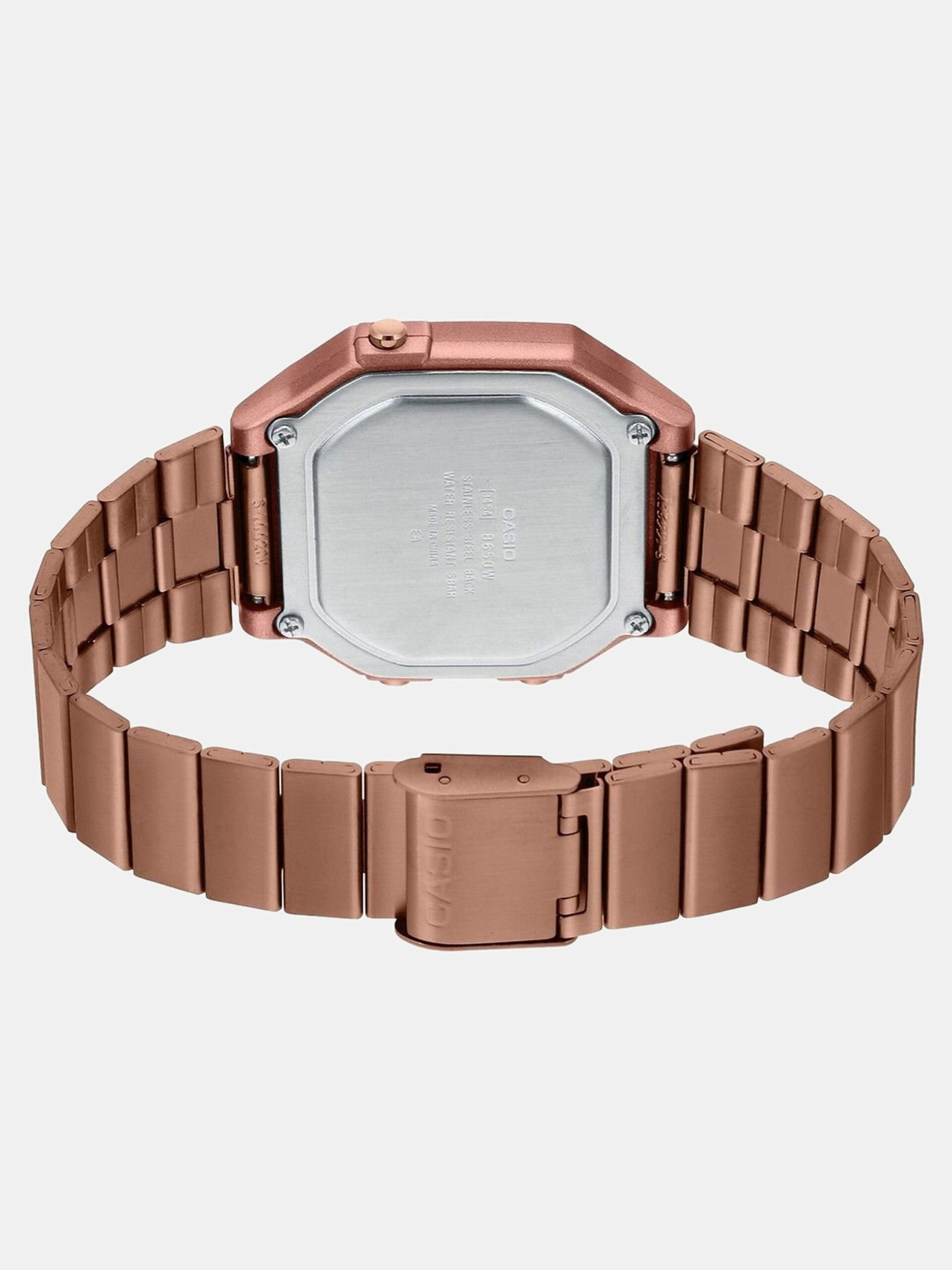 CASIO Vintage Rose Gold Dial Rose Gold Stainless Steel Band Digital Watch - For Men & Women D200 (B650WC-5ADF) - Image 9