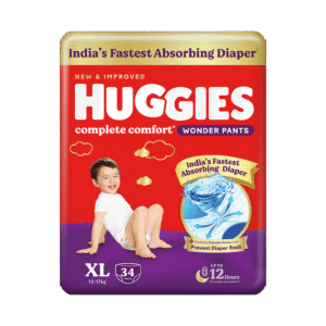 Huggies Wonder Pant Diaper (Xl, 12-17 Kg, 34 Pieces, Fast Absorbing, Bubble Bed Softness)