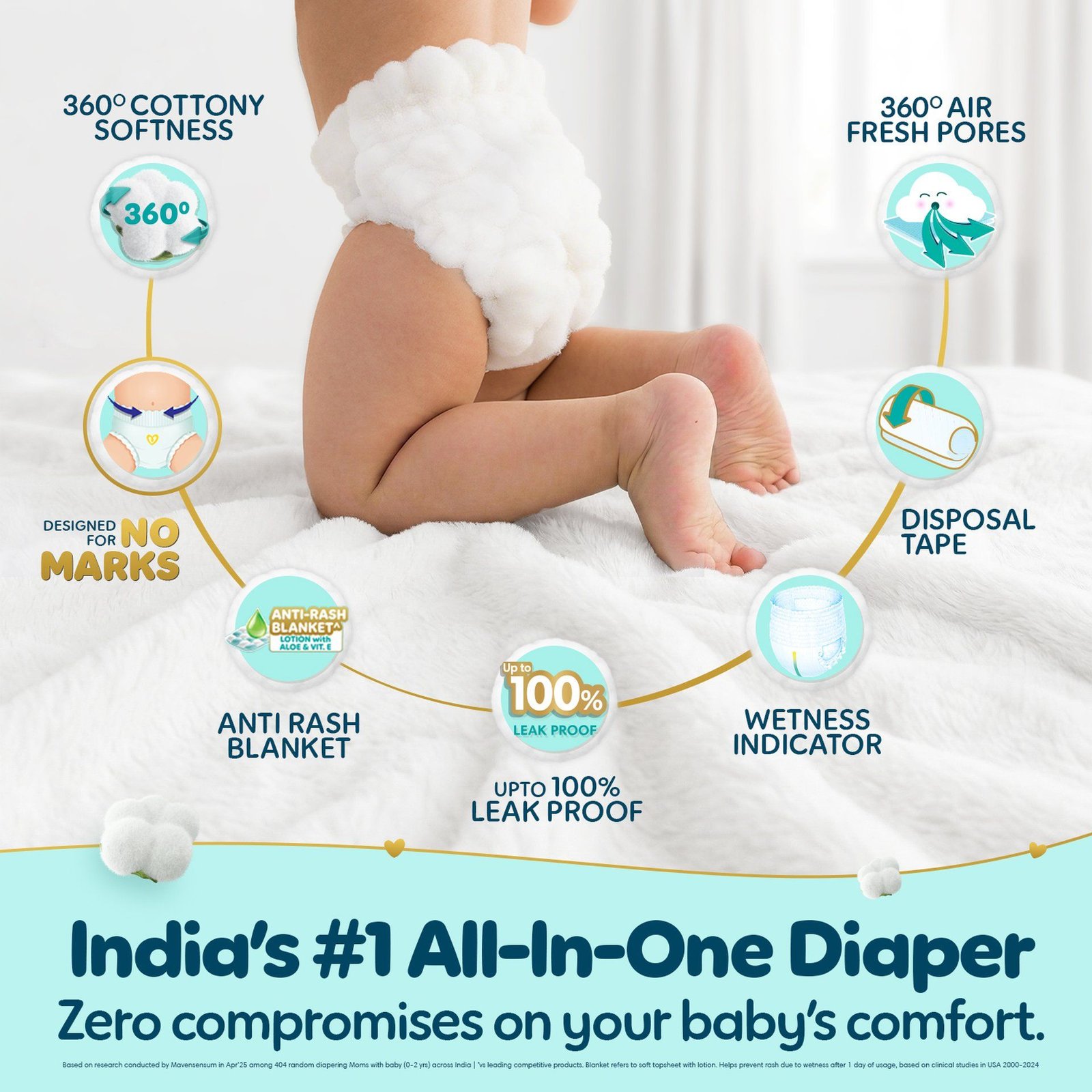 Pampers Premium Care Pants L 88 | No Marks Design | India’s Softest Diaper - Image 4
