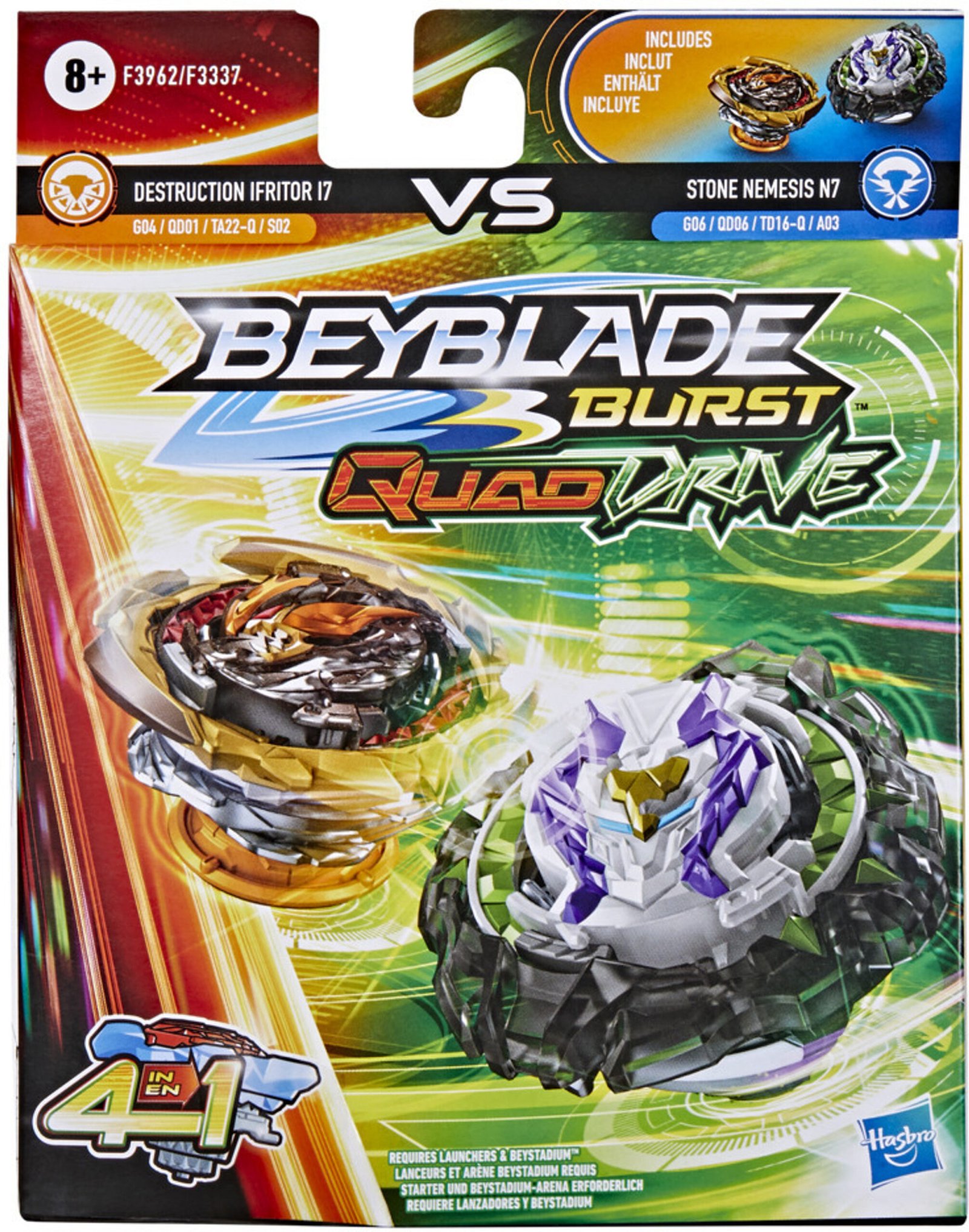 BEYBLADE Burst QuadDrive Destruction Ifritor I7 & Stone Nemesis N7 Spinning Top Dual Pack (Multicolor) - Image 5